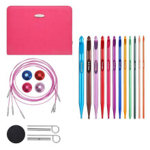 Tunisian Crochet Hooks Set with Cable, 6-Inch Aluminum Interchangeable Crochet Hooks 3mm-10mm, Long Crochet Hooks