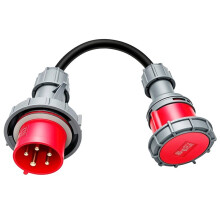 0,5 Meter Langer 5-Poliger Industriestecker (CEE-Adapter), 32-A-Stecker auf 16-A-Kupplungsadapter, 2,5 mm² Kabel, Wasserdicht (IP67)
