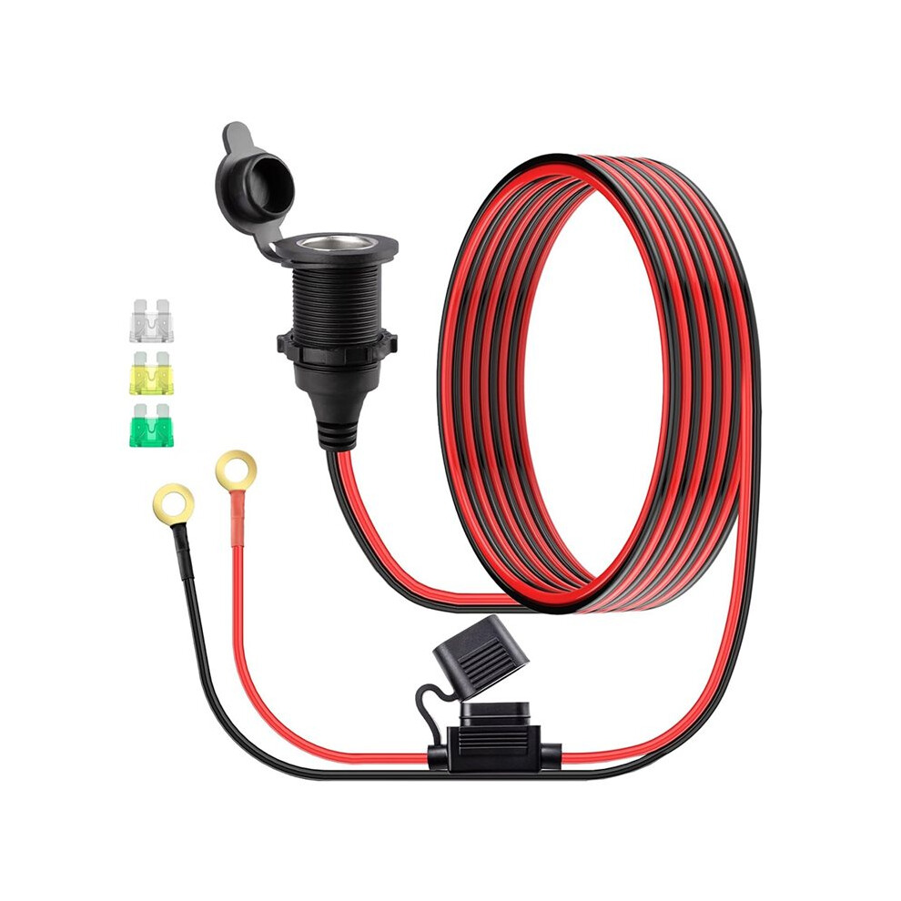 Photos - Car Air Freshener 10 FT 12V Fixed Thread Power Outlet,Female Cigarette Lighter Socket, 12 AWG 12 Volt Power Supply Cigarette Lighter Plug