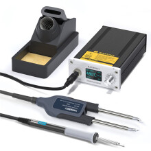 HANDSKIT T12-X2 Soldering Station STM 32 Chip Version 2.1 Digital Adjust Temp Soldering Iron Handle or 5pin Tweezers Handle A1 EU Plug