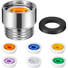 7-Teiliges Duschwassersparset - 1/2"-Druckbegrenzer, 1,2-2,5 GPM für Fest Installierte und Handbrausen