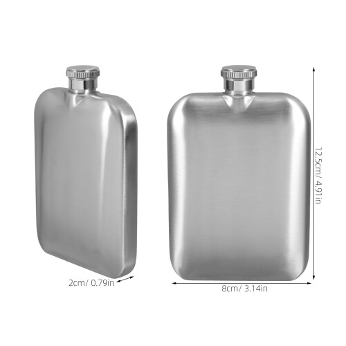 Silver Stainless Steel Flask Portable Vintage Design 1