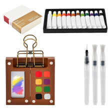Coffret de Aquarelle de Poche, Palette Aquarelle (8 Cases), Kit Portable de Peinture, Pinceau