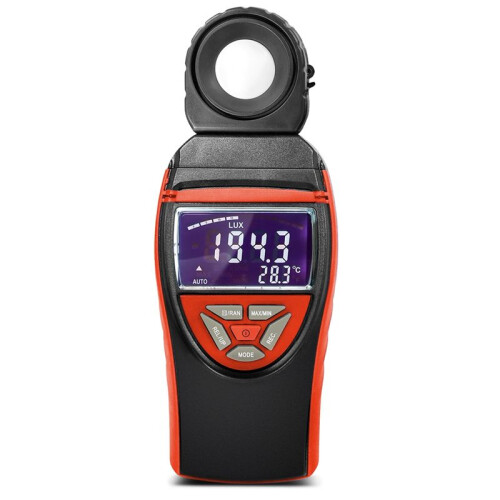 Light Meter, Digital Lux Meter 270 Rotatable Detector, Large Color Backlit Display, Illuminance Meter Temp