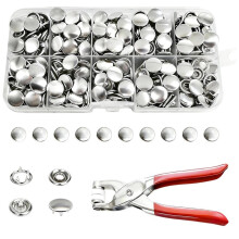 200 Sets Metal Snap Buttons with Pliers, Silver Sewing Snaps for DIY Crafting (9.5mm / 800 PCS)