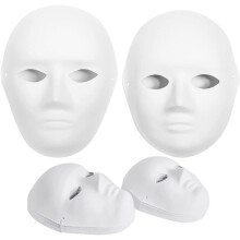 30 Pack Blank Hand-Painted Paper Pulp Mask - 2 Sizes for Artistic Projects, Theater, Masquerade Parties, Classroom Art