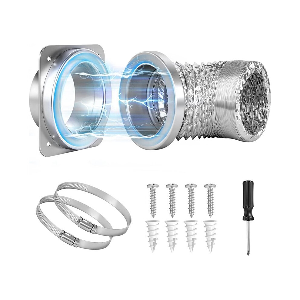 Magnetic Dryer Vent Kit Quick Connect For 4" Dryers,3.3Ft Hose, Magnetic Hold,Airtight Seal & Reinforced Wall Connector 6033139107702