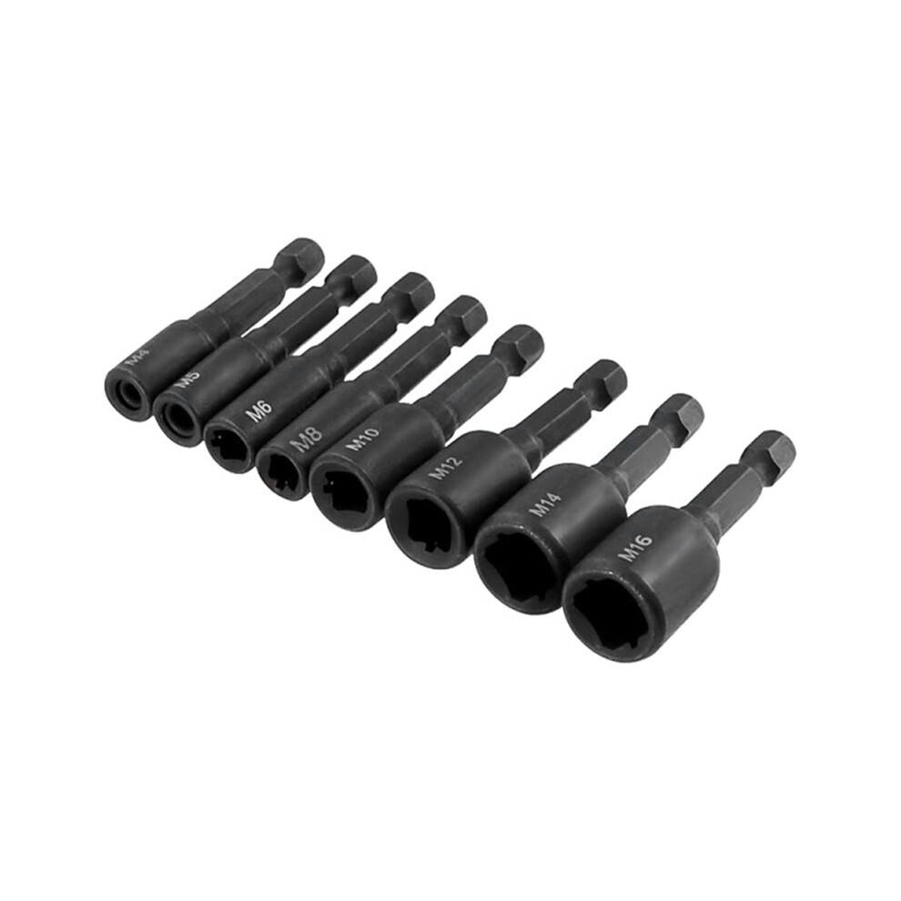 8Pcs Tap Die Socket Adapter 1/4Inch Hex Shank Machine Screw Metric Plug Threading Tool For M4 M5 M6 M8 M10 M12 M14 M16 6033107924676