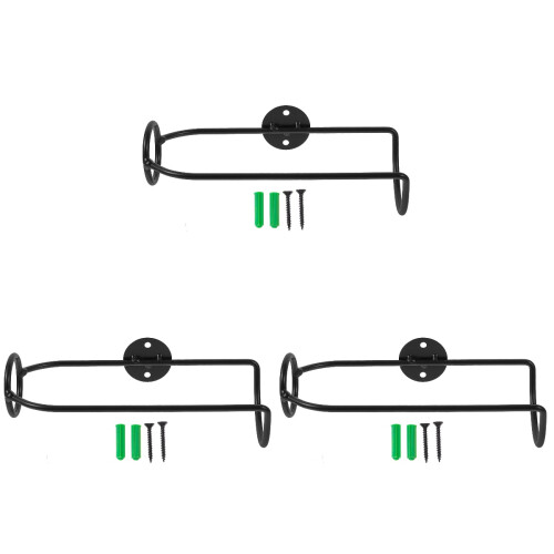 3Pcs Metal Wall Wine Rack Black Iron Decorative Wall Mounted Holder