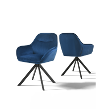 (Prussian Blue, Set of 2) Goeurvant Swivel Dining Chairs