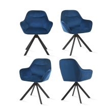 (Prussian Blue, Set of 4) Goeurvant Swivel Dining Chairs