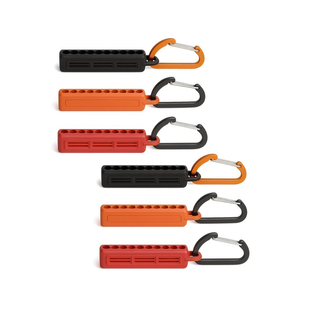 Tauoh 6Pcs 10 Holes Screwdriver Bit Holder Storage Organizer, 1/4" Hex Bit Holders Organizer With Carabiner Clips