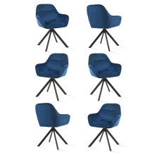 (Prussian Blue, Set of 6) Goeurvant Swivel Dining Chairs