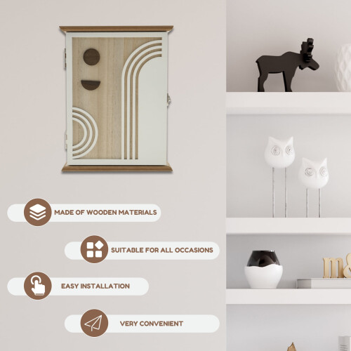 Wood Key Cabinet Wall Mount with Hooks 1