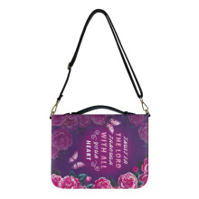 Butterfly Flower Print Bible Cover for Women – Leather, Sturdy Handle, Detachable Strap, 2XL, Compatible with Standard Bibles