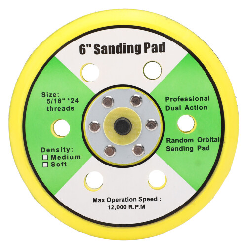 Reinforced Inner Construction Backing Plate For Easy To Install Setup, Hook And Loop Backing Pad With5/16"-24Thread Compatibility, Designed For DA 2