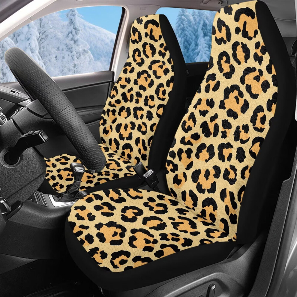 Fluffy Leopard Car Seat Covers (2-Pack) For Front Seats Â Compatible With Cars, Suvs, Pickups, Sedans Yellow 9180435353955
