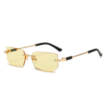 Lunettes de soleil rectangulaires sans monture Y2K UV400 unisexe