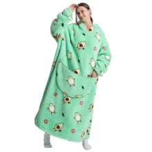 Soft Microfiber Fleece Sherpa Lining Moving Wearable Blanket Oversized Sherpa Hooded Blanket Hoodie Multifunctional Purpose Giant Front Pockets for