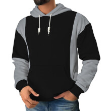 Men's Color Block Hooded Sweatshirt Black M