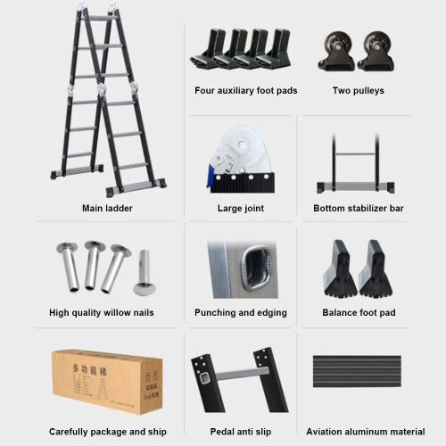 3.45M 12 IN 1 Excel Aluminium Combination Step Ladder Multi-Purpose 2