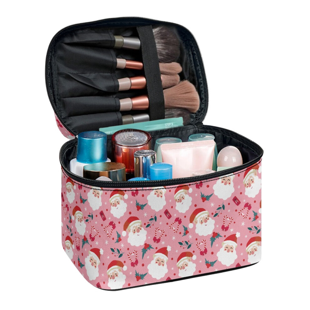 Santa Claus cosmetic bag with brush slots, large capacity