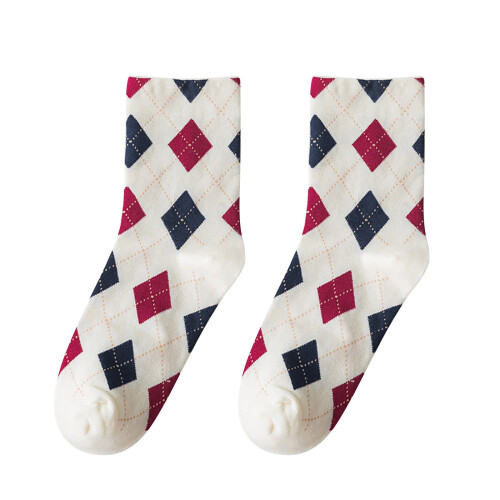 Damen-Baumwollsocken im Argyle-Muster, englischer Stil