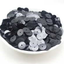 60Gram 5mm 6mm 8mm 10mm 12mm Flat Round Loose Sequins Paillettes sewing Wedding-2000pcs 10mm-Black
