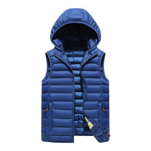 Ärmelloses Herren-Baumwollweste mit Rippstrickmuster, Blau, XL