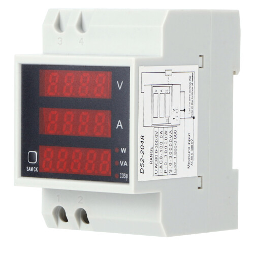 Digital Voltmeter Ammeter For Enhanced Monitoring, Multi-Function Energy Meter With Din Rail Mount 1