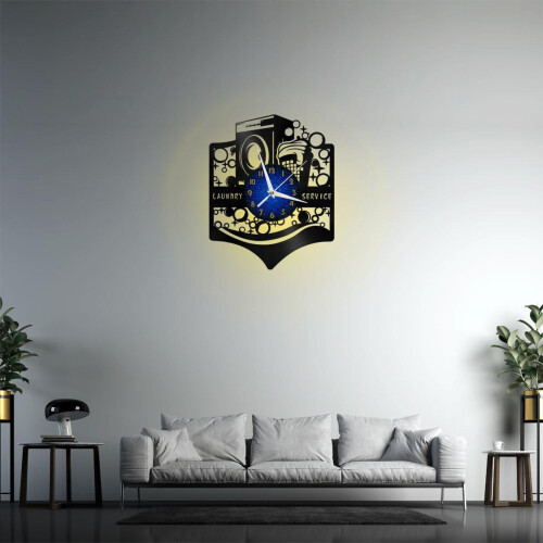 Relógio de parede em vinil de 12 polegadas – Silencioso, decoração criativa para sala de estar/quarto – Retroiluminação LED, presente 2
