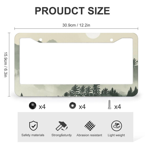 Foggy Forest License Plate Frame 2 Pack Rustic Aluminum 2