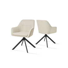(Beige Fabric, Set of 2) Goeurvant Swivel Dining Chairs