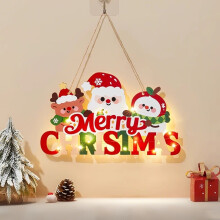 Wooden LED Christmas Wall Sign – Santa, Merry Christmas, Battery-Powered Holiday Decor, Compatible with Home Decor
