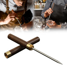 Stainless Steel Ice Pick for Japanese Cocktails – Non-Slip Wooden Handle, Cover Included, Compatible with Bar & Kitchen Use