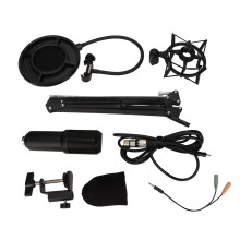 Kit de micrófono con soporte duradero, micrófono de condensador profesional con patrón de captación cardioide y sonido nítido, interfaz XLR para