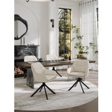 (Beige Fabric, Set of 2) GOEURVANT Swivel Dining Chairs