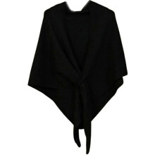 Xale/cachecol feminino de lã com listras triangulares, cor sólida, amarração com nó, ideal para outono e inverno, tricotado e aconchegante, na