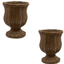 Juego de 2 macetas tejidas con forma de copa, 20,5 x 27 cm, color marrón.