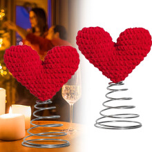 Knitted Crochet Heart Tree Topper Red 1 piece