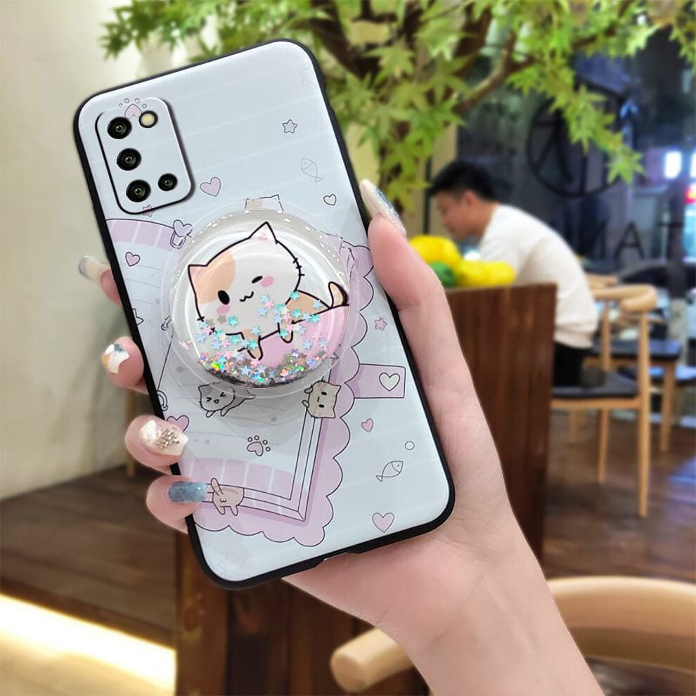 Glitter Tpu Phone Case For Samsung Galaxy A03s/Sm-A037g – Dirt-Resistant, Anti-Knock, Rotatable Kickstand, Quicksand Skin Feel 9065194388243