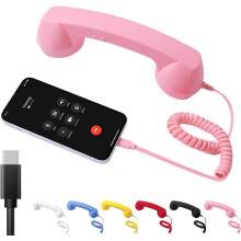 Retro Bluetooth Telephone Handset Type-C Pink