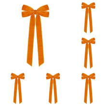 10Pcs Velvet Bow Decorations, Orange Ribbon Bows for Christmas Tree, Garland, Wreath, Candy Bags & DIY Crafts