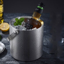 Insulated Champagne, Beer, and Wine Barrel, Double-Layered Straight Bar with Strap Cover, Portable KTV Beverage Barrel for Parties and Travel