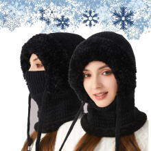 3 in 1 Beanie Hat with Scarf and Mask | Women's Winter One-Piece Knitted Balaclava, for Cold Weather