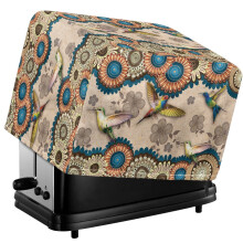 Housse pour petit grille-pain 2 tranches à motif colibri bohème, lavable, avec poignée supérieure et cordon de serrage (29 x 19,8 x 19 cm)