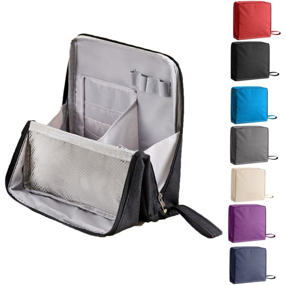 Grey/Black/Beige Standing Makeup Bag, Large Capacity Oxford Cloth Toiletry & Stationery Organizer With Compartments, Compatible With All Essentials