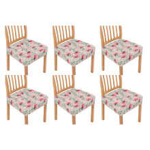 Set van 6 eetkamerstoelhoezen met bloemenprint, stofwerende hoezen voor eetkamerstoelen, zachte keukenstoelhoezen, woondecoratie, roze