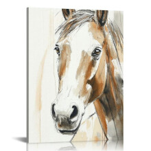 Portrait de cheval orange et marron, aquarelle, impression giclée, par un artiste, 40 x 50 cm