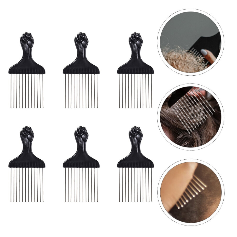 Styling Combs for Women 6Pcs Afro Pick Combs with Metal Prong and for Daily Use 15X7.5cm